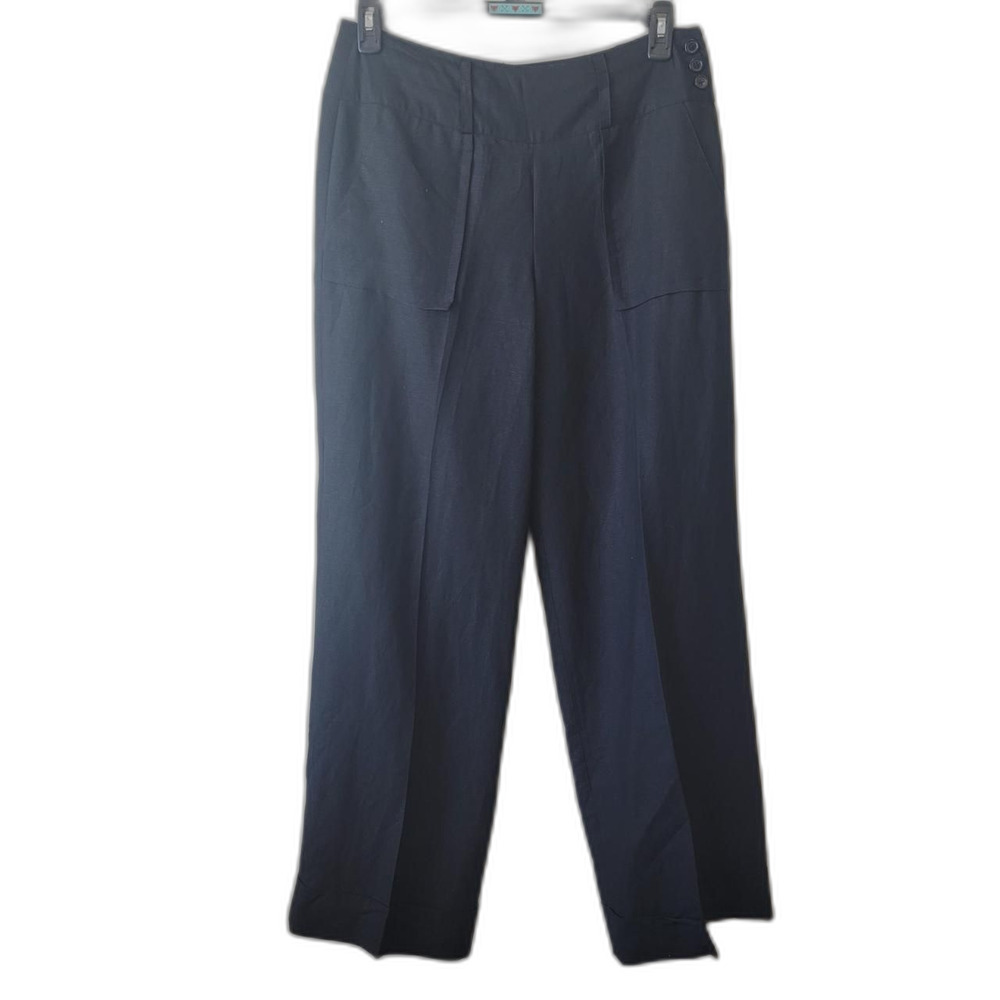 Larry Levine Gray Linen Pants Size 12 Coastal